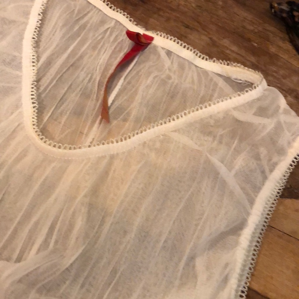 Cream sheer tank sheath slip dress from Paris. Super Unique
